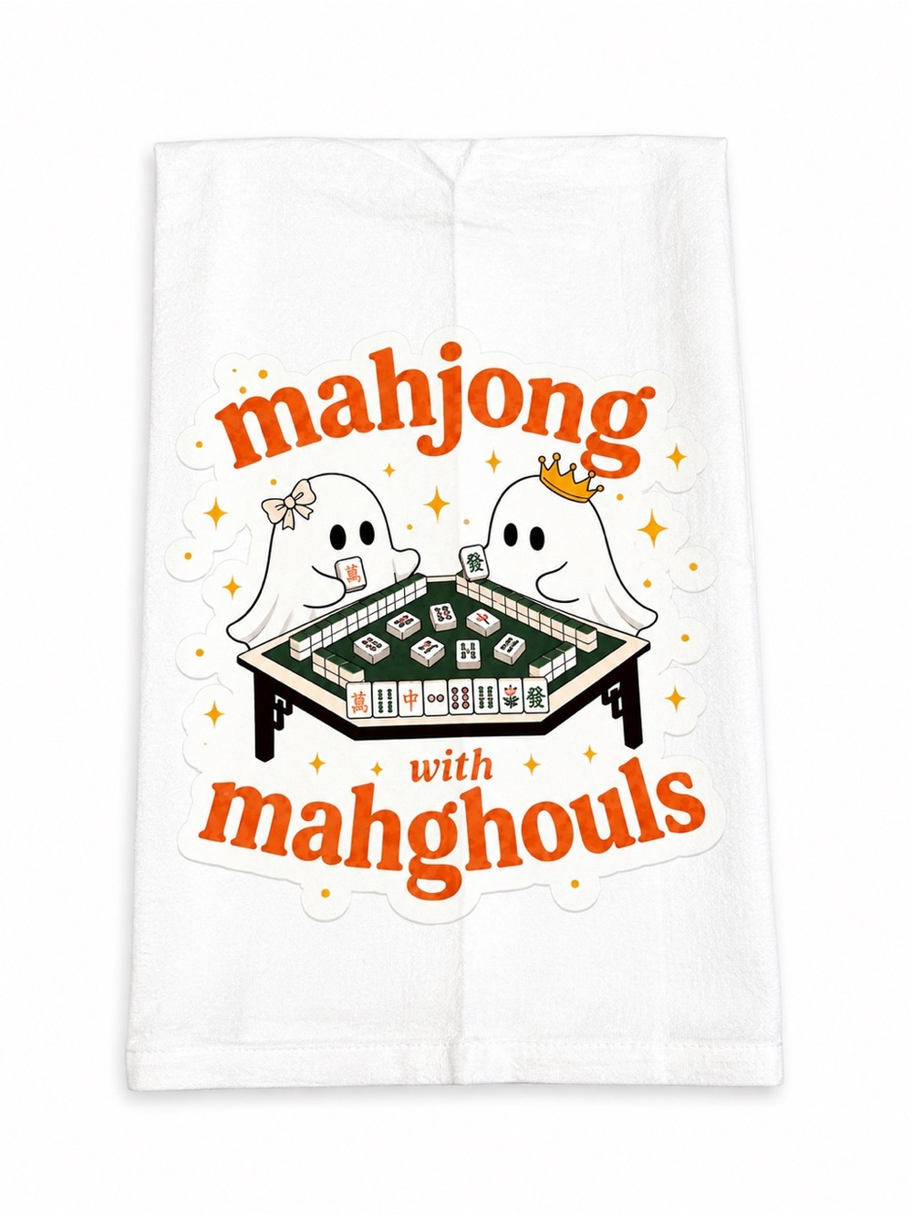 Fall Halloween Ghost Mahjong kitchen towel